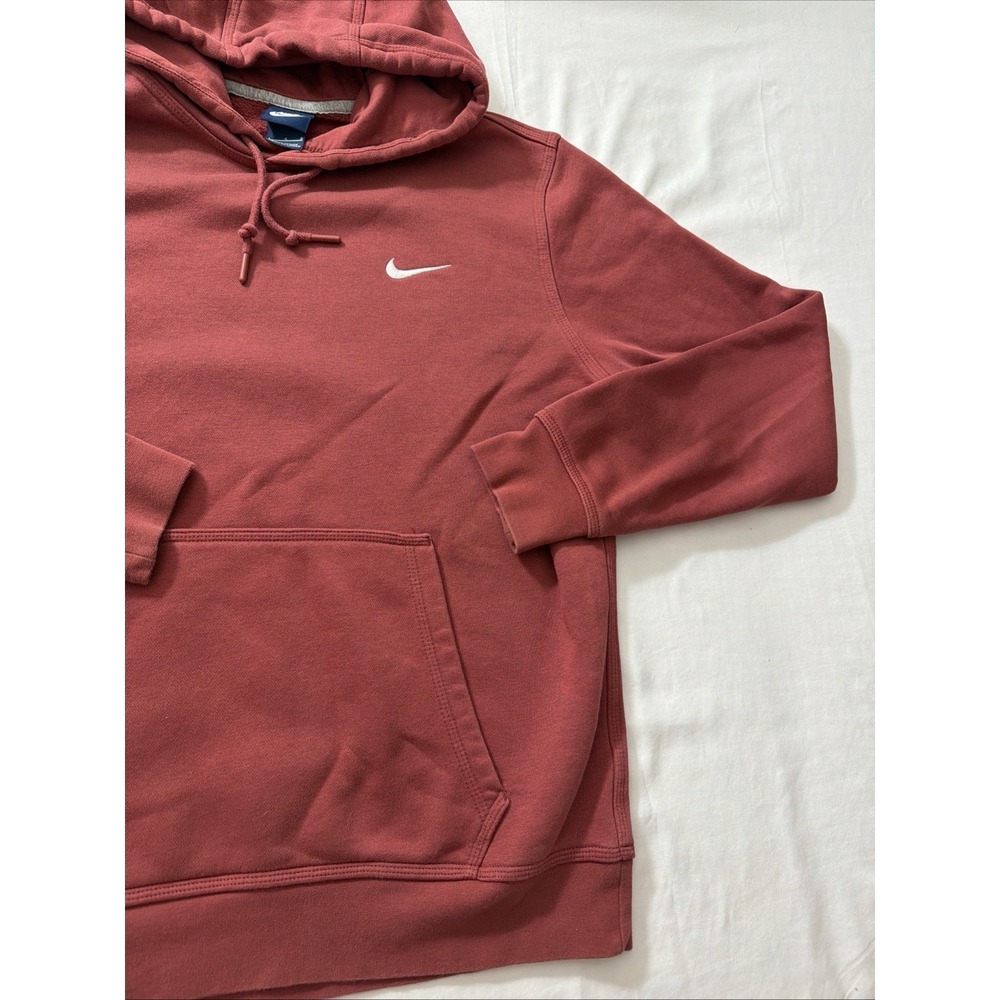Nike Pullover Hoodie Maroon Red Embroidered Swoosh Cotton Blend Size Large Gym - Picture 14 of 16